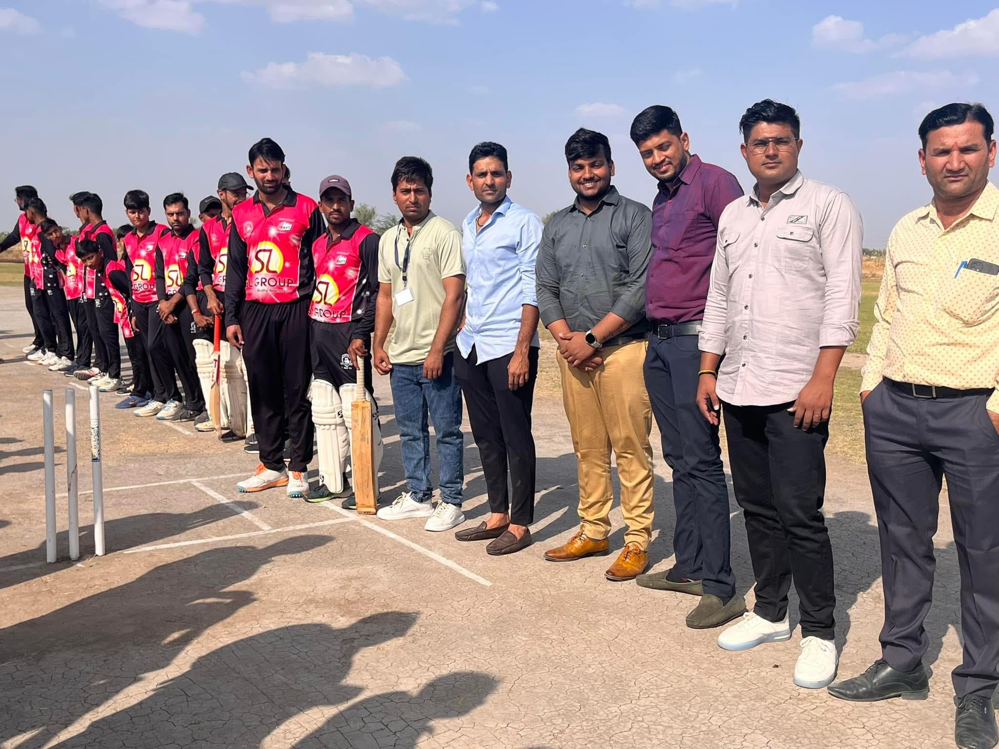 Cricket Team in Red Uniforms